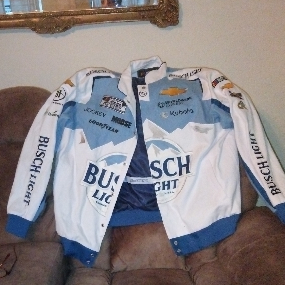 Nascar Blue and White Bomber Jacket